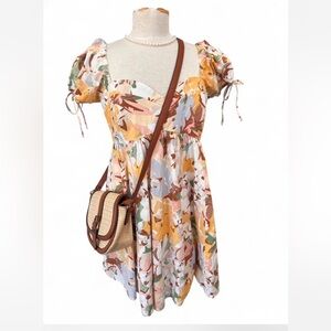 Abercrombie & Fitch Floral Puff Sleeve Mini Dress Large